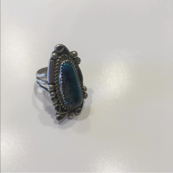 Vintage Sterling Silver Turquoise Ring large - Picture 3 of 8